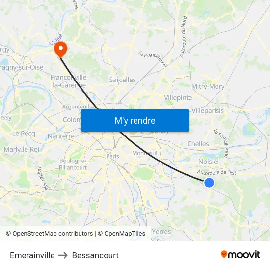 Emerainville to Bessancourt map