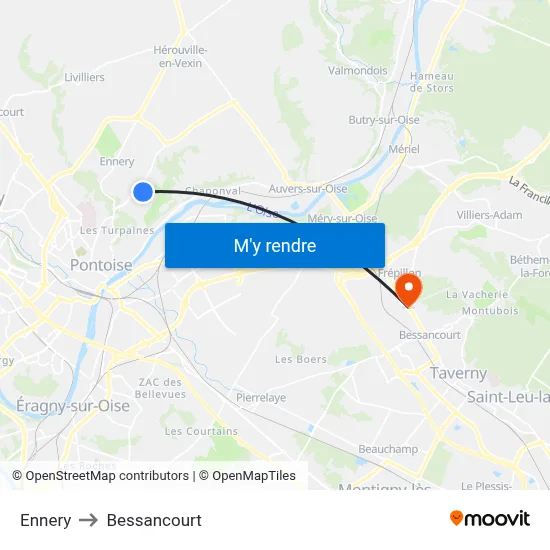 Ennery to Bessancourt map