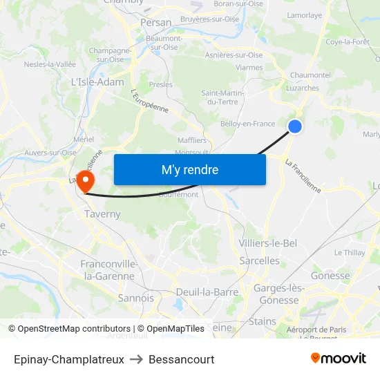 Epinay-Champlatreux to Bessancourt map