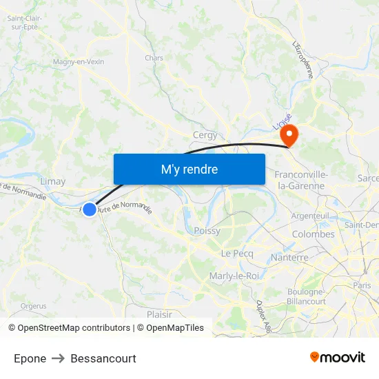 Epone to Bessancourt map