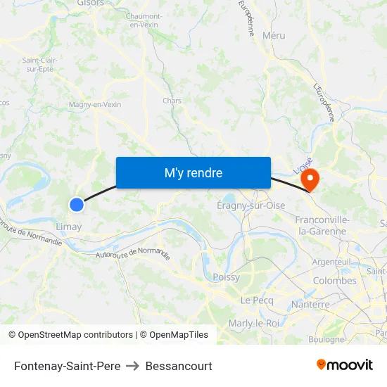 Fontenay-Saint-Pere to Bessancourt map