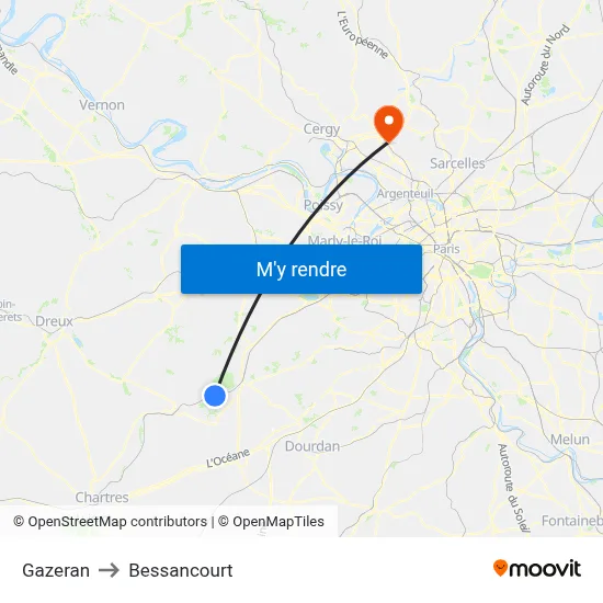 Gazeran to Bessancourt map