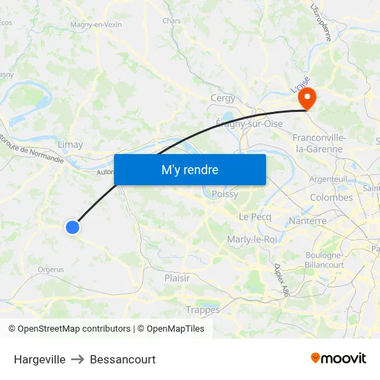 Hargeville to Bessancourt map