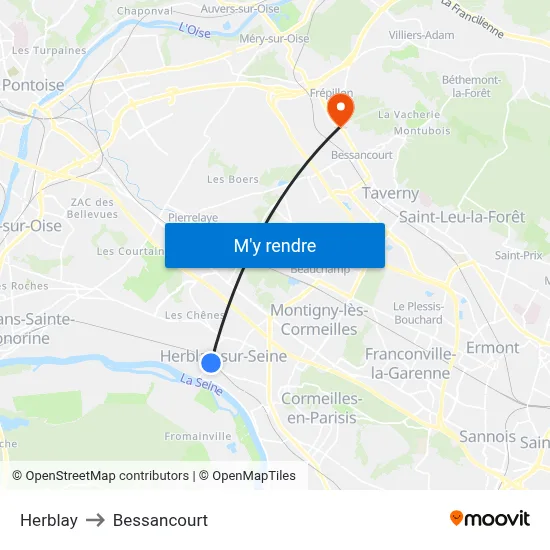 Herblay to Bessancourt map