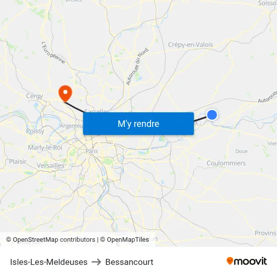 Isles-Les-Meldeuses to Bessancourt map