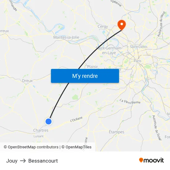 Jouy to Bessancourt map