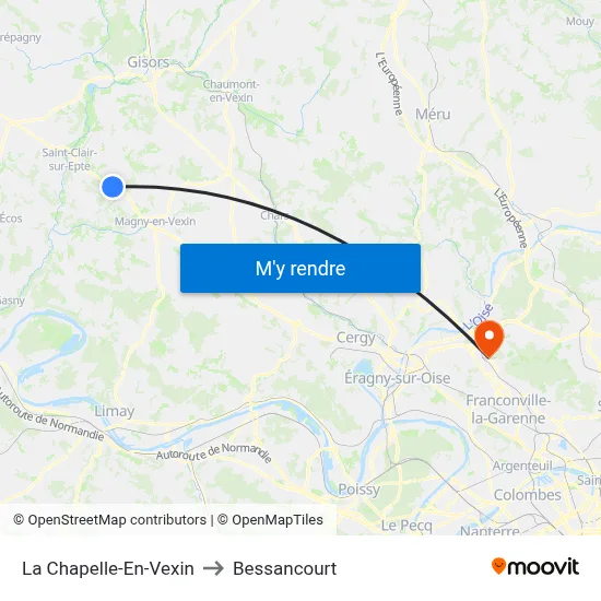 La Chapelle-En-Vexin to Bessancourt map