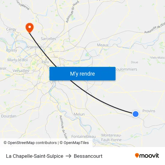 La Chapelle-Saint-Sulpice to Bessancourt map