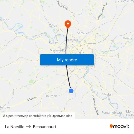 La Norville to Bessancourt map