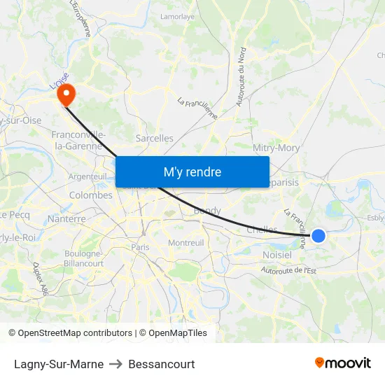 Lagny-Sur-Marne to Bessancourt map