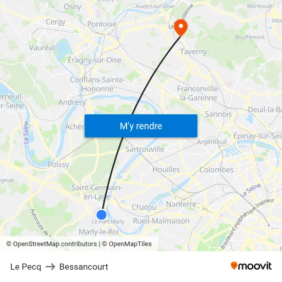 Le Pecq to Bessancourt map