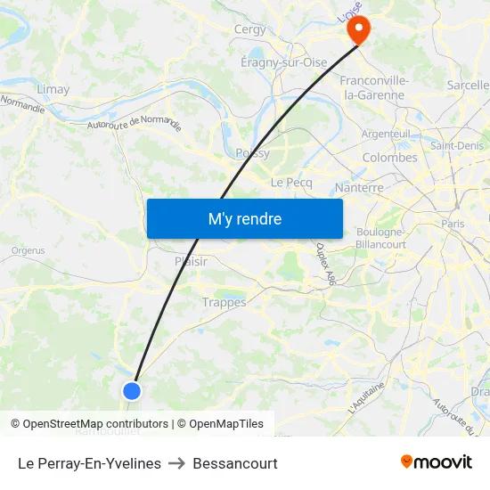 Le Perray-En-Yvelines to Bessancourt map