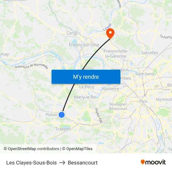 Les Clayes-Sous-Bois to Bessancourt map