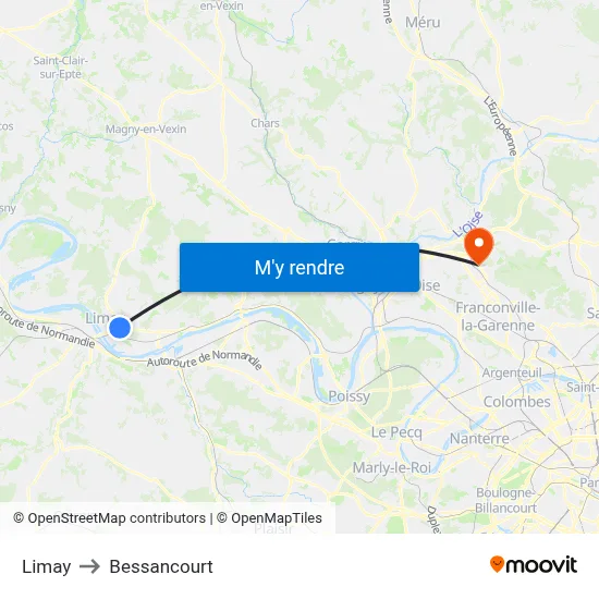 Limay to Bessancourt map