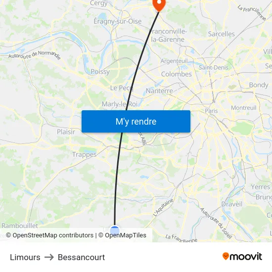 Limours to Bessancourt map
