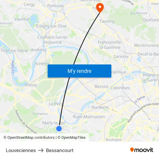 Louveciennes to Bessancourt map