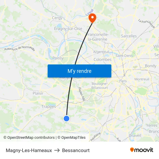 Magny-Les-Hameaux to Bessancourt map
