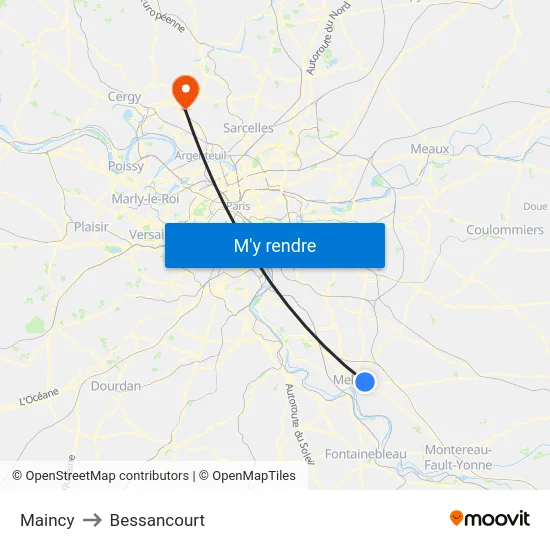Maincy to Bessancourt map