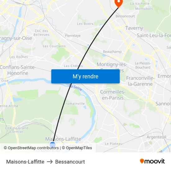 Maisons-Laffitte to Bessancourt map