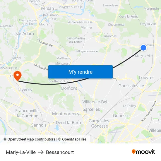 Marly-La-Ville to Bessancourt map