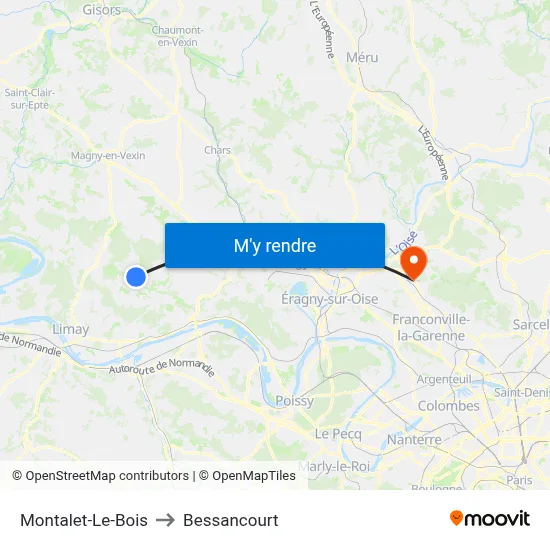 Montalet-Le-Bois to Bessancourt map