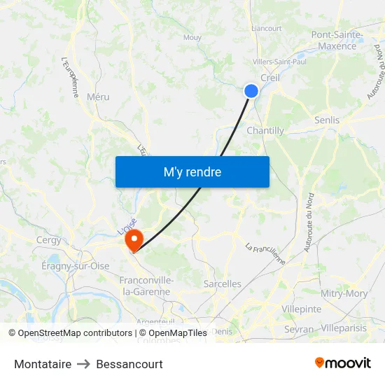 Montataire to Bessancourt map
