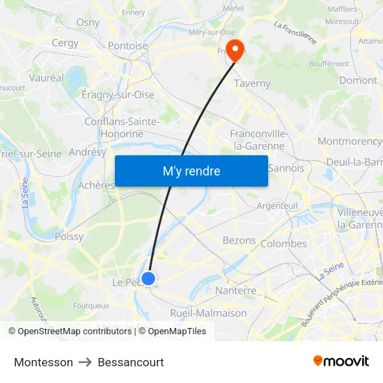 Montesson to Bessancourt map