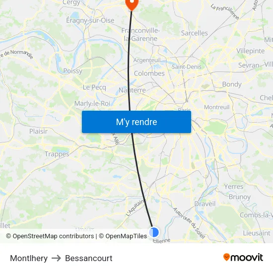 Montlhery to Bessancourt map