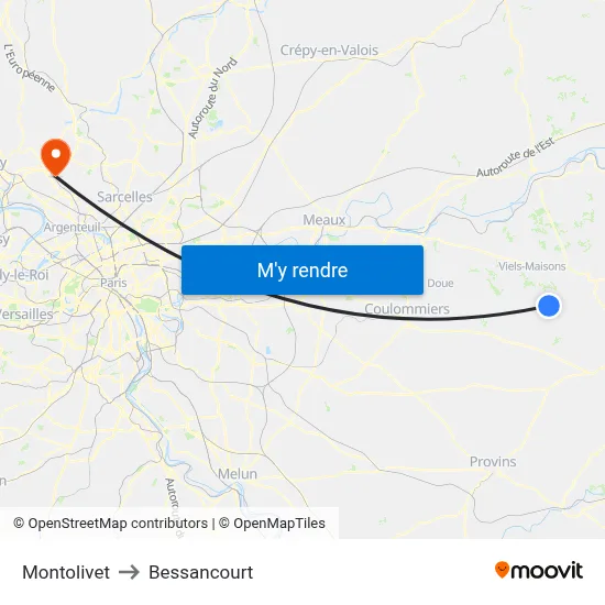 Montolivet to Bessancourt map