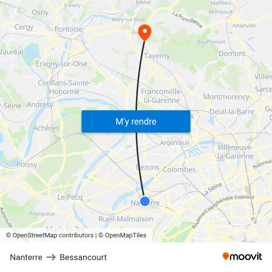 Nanterre to Bessancourt map