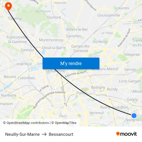 Neuilly-Sur-Marne to Bessancourt map