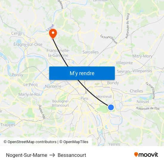 Nogent-Sur-Marne to Bessancourt map