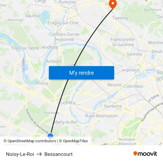 Noisy-Le-Roi to Bessancourt map
