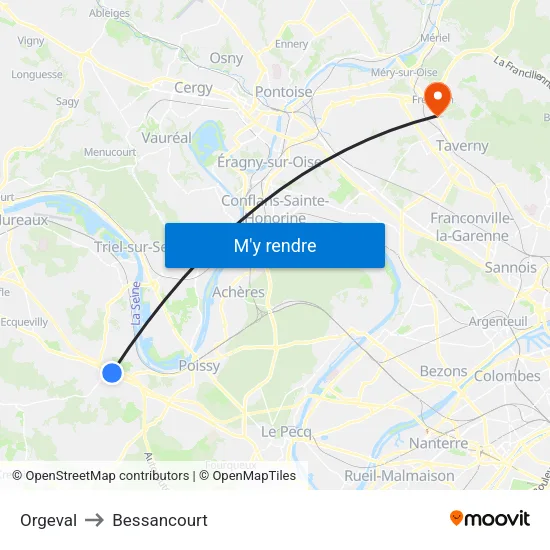 Orgeval to Bessancourt map