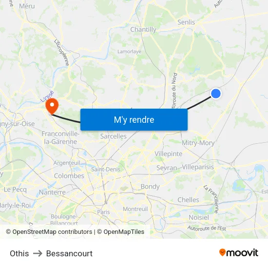 Othis to Bessancourt map