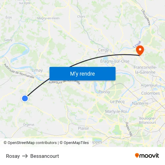 Rosay to Bessancourt map