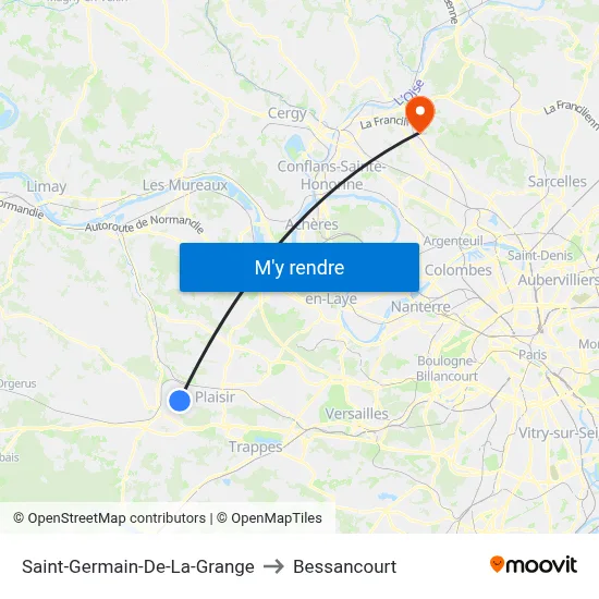 Saint-Germain-De-La-Grange to Bessancourt map