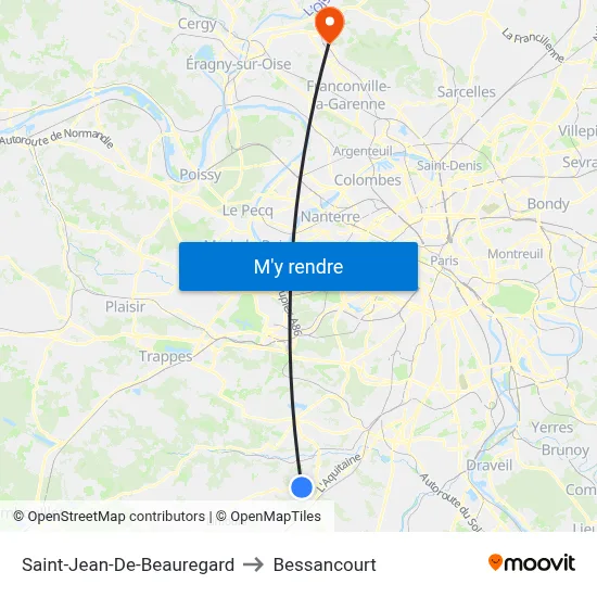Saint-Jean-De-Beauregard to Bessancourt map