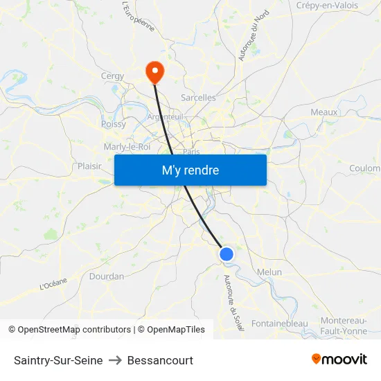 Saintry-Sur-Seine to Bessancourt map