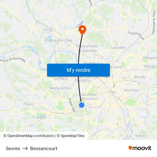 Sevres to Bessancourt map