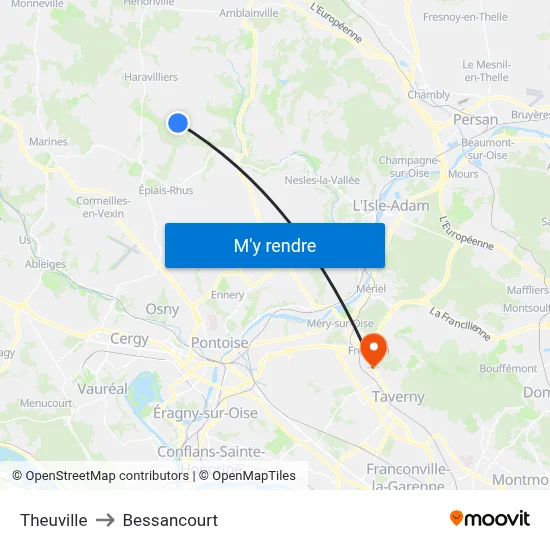 Theuville to Bessancourt map