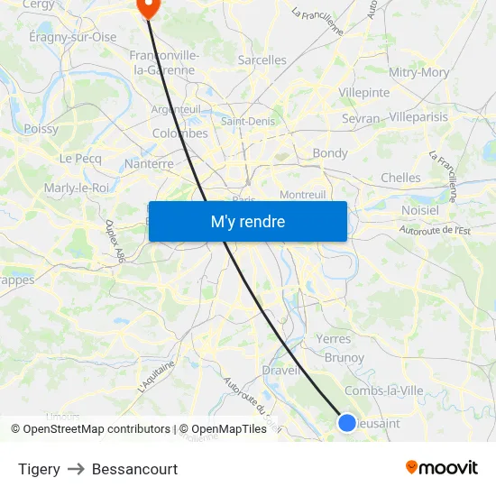 Tigery to Bessancourt map