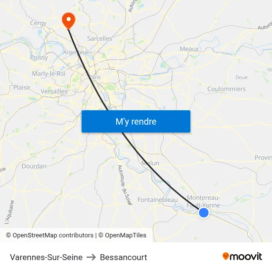 Varennes-Sur-Seine to Bessancourt map