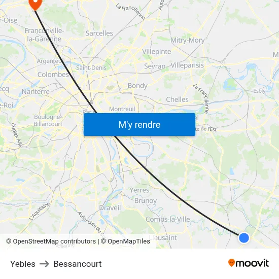 Yebles to Bessancourt map