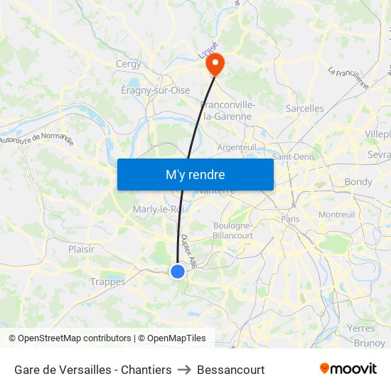 Gare de Versailles - Chantiers to Bessancourt map