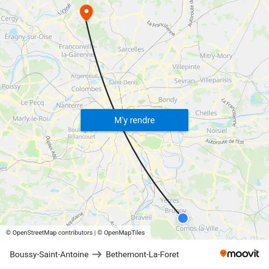 Boussy-Saint-Antoine to Bethemont-La-Foret map