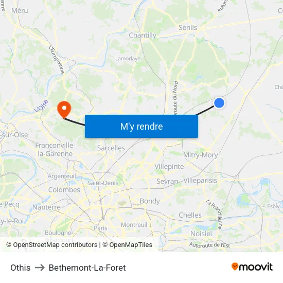 Othis to Bethemont-La-Foret map
