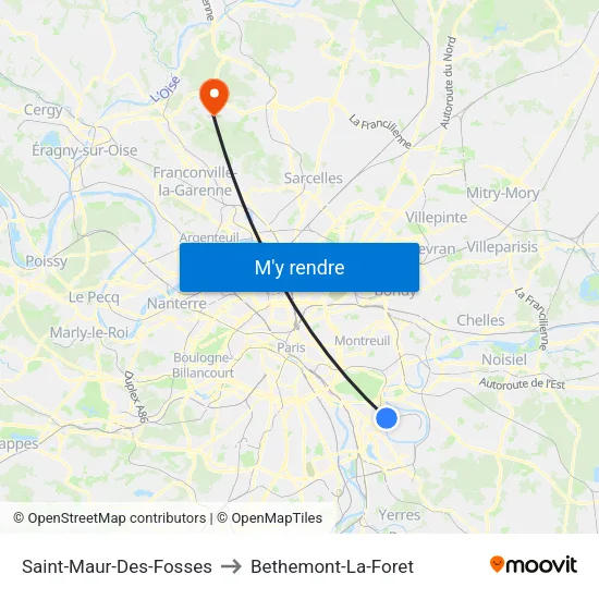 Saint-Maur-Des-Fosses to Bethemont-La-Foret map