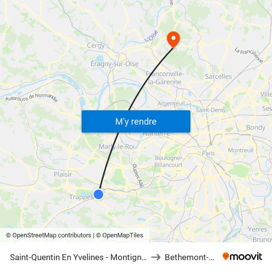 Saint-Quentin En Yvelines - Montigny-Le-Bretonneux to Bethemont-La-Foret map