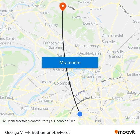 George V to Bethemont-La-Foret map